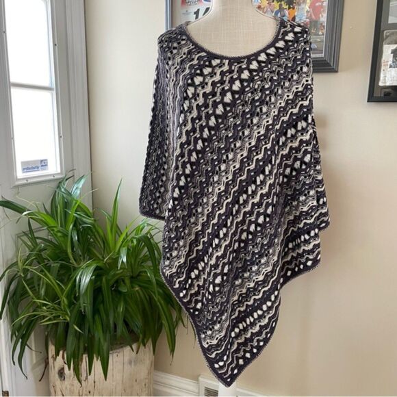 Vintage Zozo Open Knit Poncho Reversible Women's Pullover Sweater (Size S/M) - Picture 1 of 12